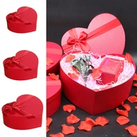 valentines day heart shaped paper gifts box with ribbon bowknot packaging boxes for candy flowers chocolates gifts