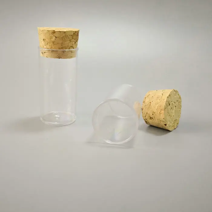 

200pcs/lot 24x45mm Plastic Flat Bottom Clear Test Tube With Cork Stoppers, Transparent Lab PS Empty Vial Container free shipping
