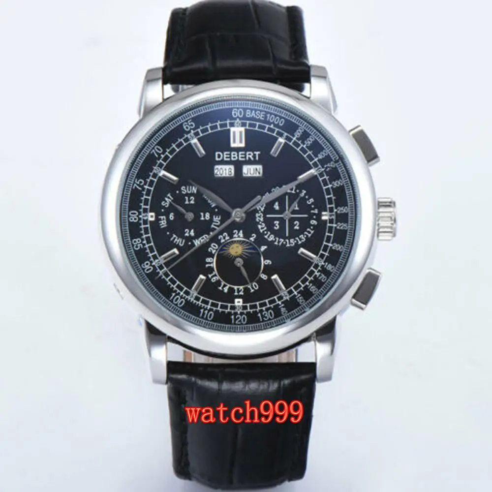 Мужские Водонепроницаемые механические часы с черным циферблатом 42 мм|Мужские