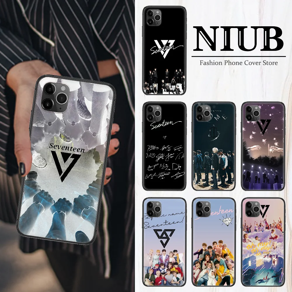 Чехол для телефона seventeen kpop iphone 5 5S SE 2 6 6S 7 8 11 12 Mini Plus X XS XR Pro Max черный роскошный