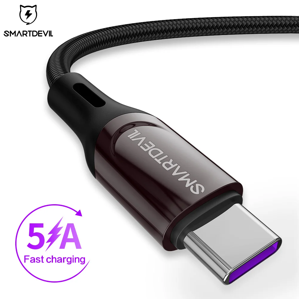 Зарядный кабель SmartDevil USB Type C 5 А для Huawei P20 Samsung|Кабели мобильных телефонов| |