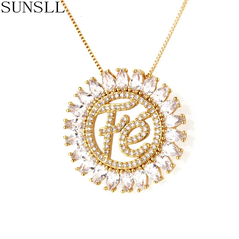 SUNSLL модное Золотое медное ожерелье с белым/розовым кубическим цирконием