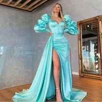 blue elegant evening dresses long luxury 2022 celebrity vestido de fiesta robe high side slit formal dresses women party dresses