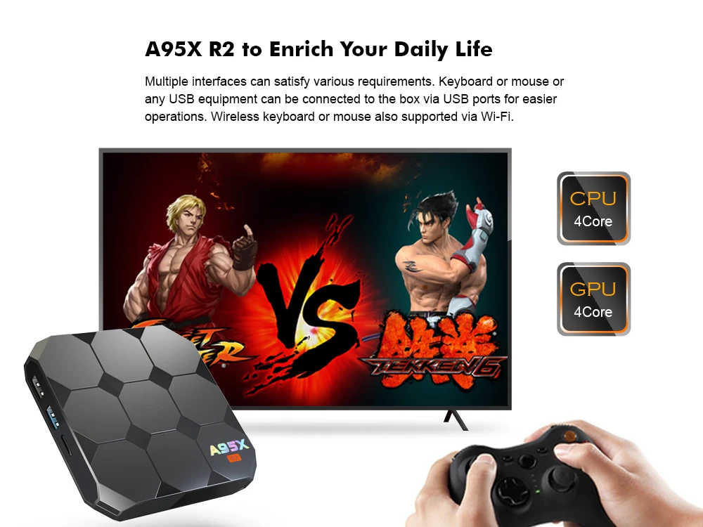 A95X R2 Smart tv Box Android 7 1 четырехъядерный процессор Amlogic S905W 2 ГБ DDR3 16 Гб rom телеприставка 4