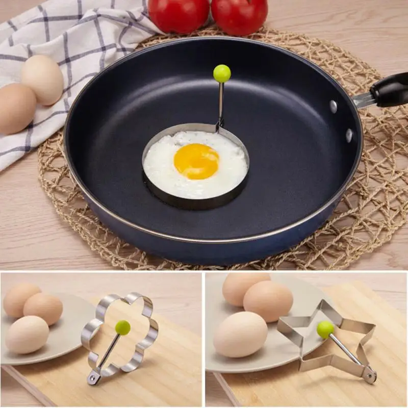

5 Shapes Stainless Steel Food-grade Cooking Shaper Mould Frying Pan Fried Egg Pancake Ring Circle Egg Molds Kitchen Tools