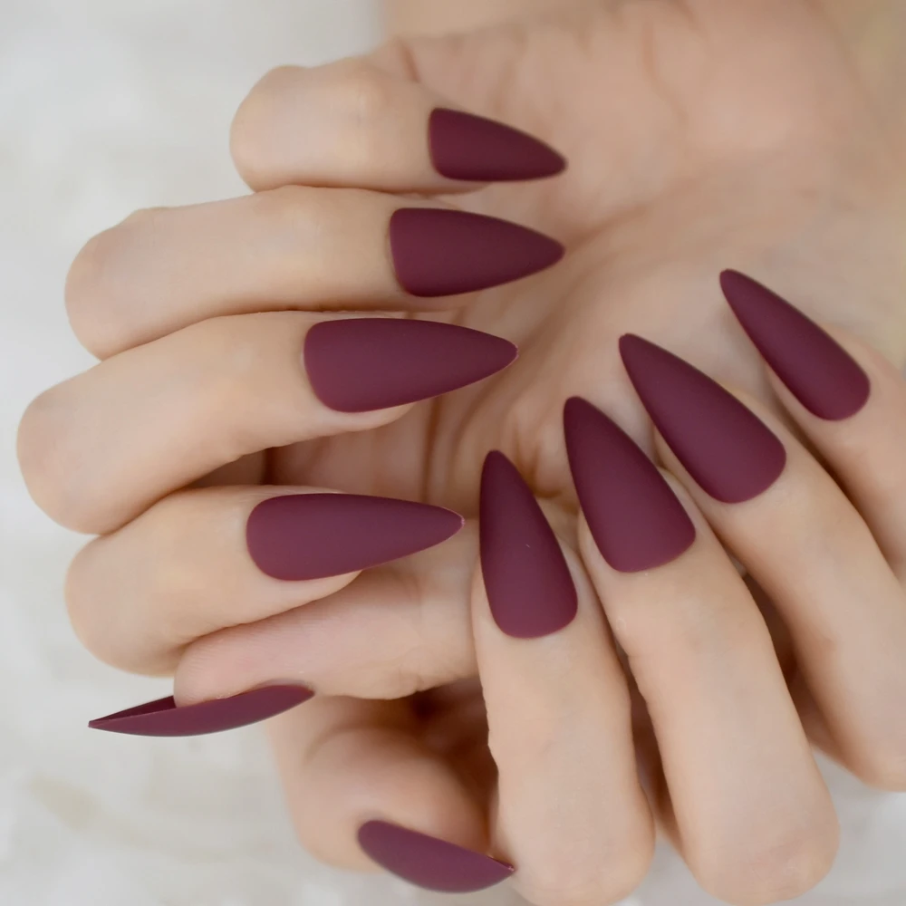 

Optional Medium-Long Nails Tip Stiletto Shape Nails Full Cover Nails Gels Nail Tip Pure Color Fingernails Wholesale Matte Sharp