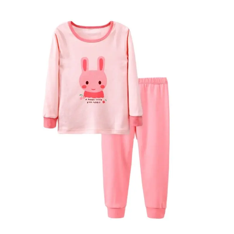 

Kids Long Johns Pink Cartoon Rabbit Girls Homewear Autumn Girl Pajamas Long Sleeve Toddler Homewear 2-15Y Thermal Underwear
