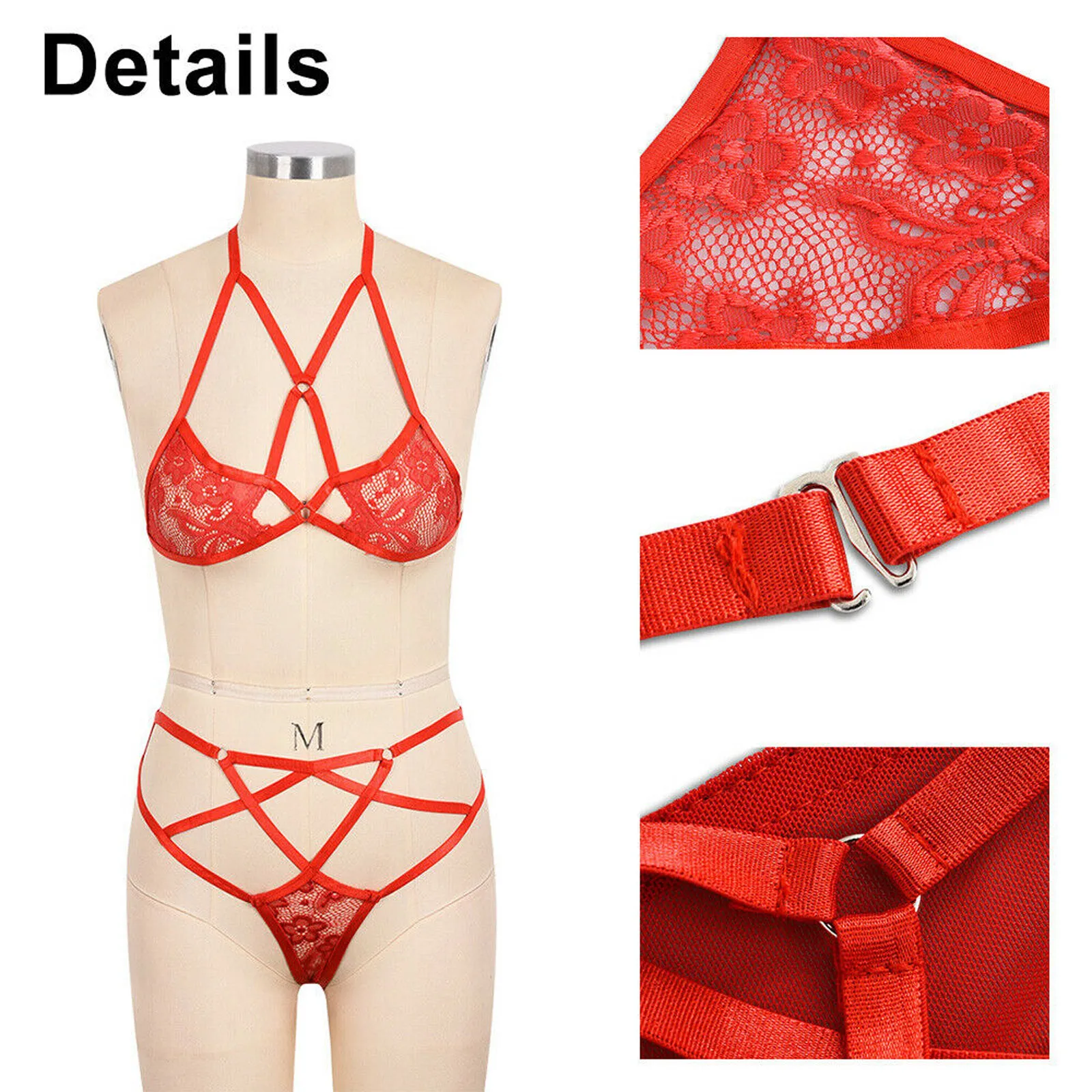

Cross Bandage Hollow Out Sexy Lingerie Women Mesh Perspective Underwear Set Lenceria Sensual Mujer Erotic Hot Sexy Bra Brief Set