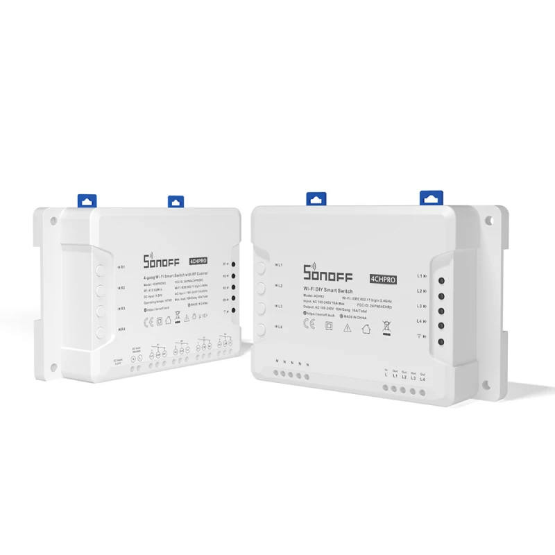 Высветильник ель света Sonoff 4CH Pro R3 с Wi Fi для умного дома 4 х клавишный модуль