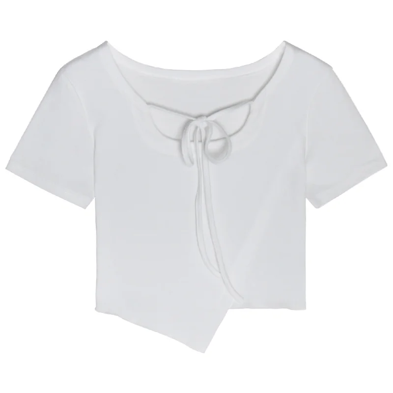 Женская футболка с коротким рукавом черная однотонная облегающая круглым