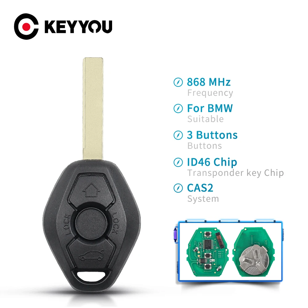 

KEYYOU 5x 315LP 315 МГц 433 МГц 868 Uncut HU58 HU92 лезвие для BMW 3 5 7 серия CAS2 Системы ID46 чип Автомобильный Брелок дистанционного управления с ключом