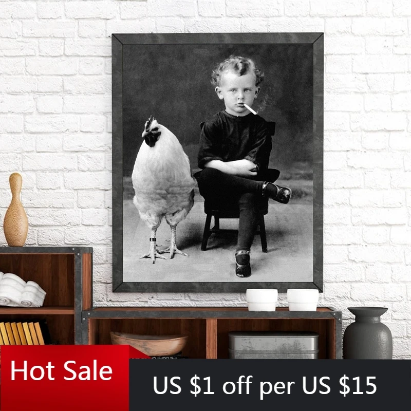 Странно Винтаж фотографии печать плакатов для мальчиков курительная трубка с