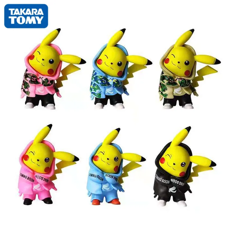 

6 Styles Pokemon Fashion Trend Cosplay Anime Figure Pikachu Standing Action Model Dolls Kids Christmas Toy Gifts