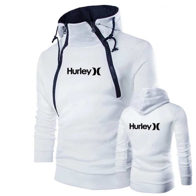 Мужская толстовка с принтом Hurley свитшот на молнии длинными рукавами однотонная