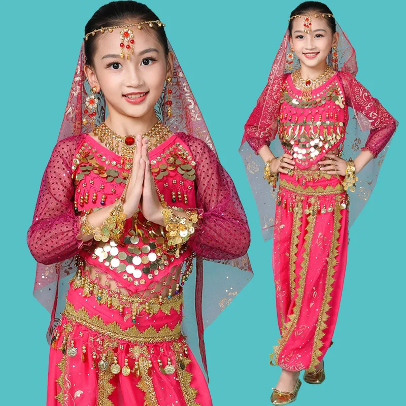 Детские индийские танцевальные костюмы для девочек в Стиле Болливуда одежда