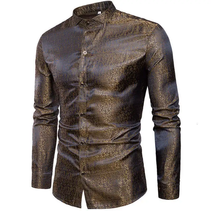 Мужская шелковая атласная рубашка 2019 с длинным рукавом мужская повседневная |