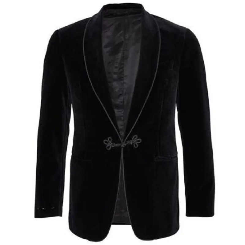 

2022 Black Velvet Latest Smoking Jackets Shawl Lapel Formal Tuxedos Loose Vintage Retro Dinner Party Prom Suit Blazer(1 Jacket)