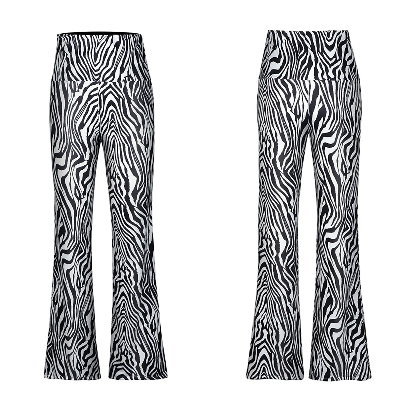 Повседневные женские брюки 40 # с принтом зебры расклешенные полной длины