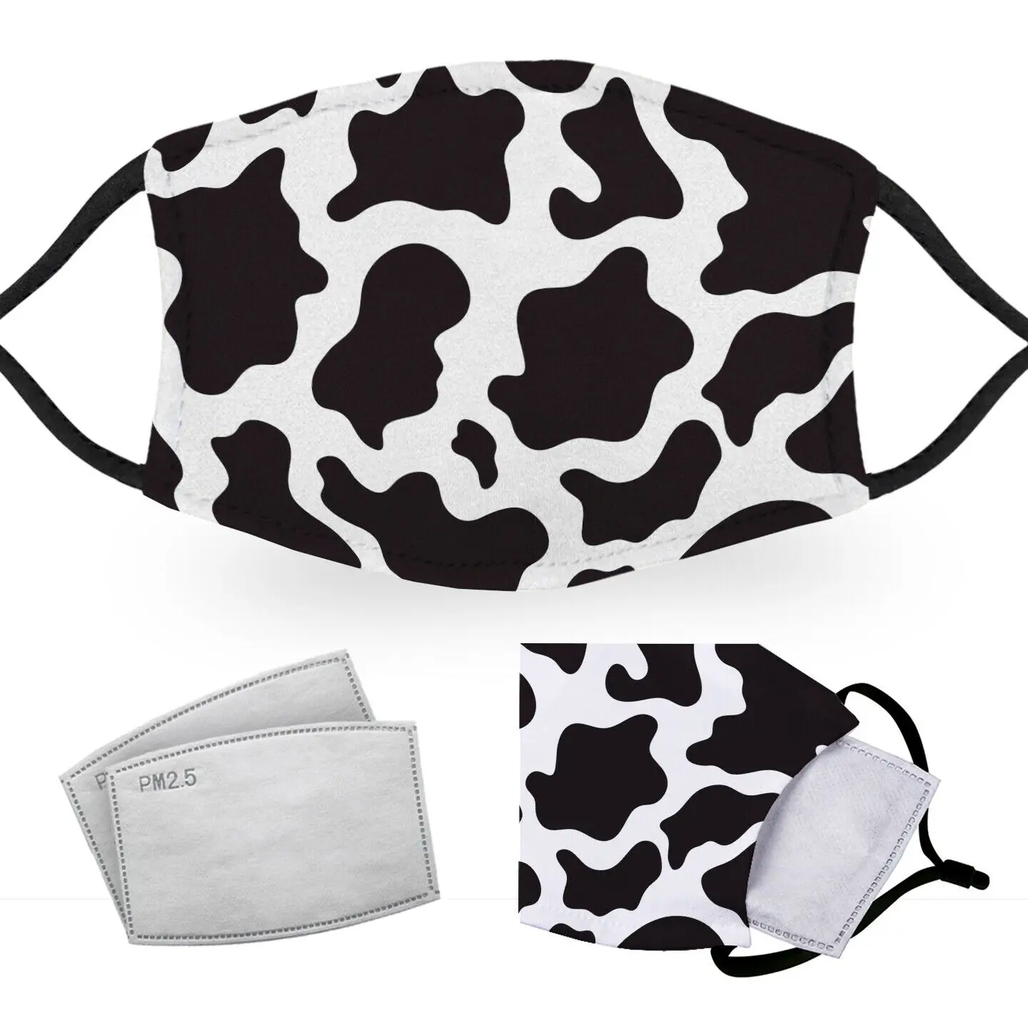 

Cow Print Reusable Adult Face Masks 2 Filters Included