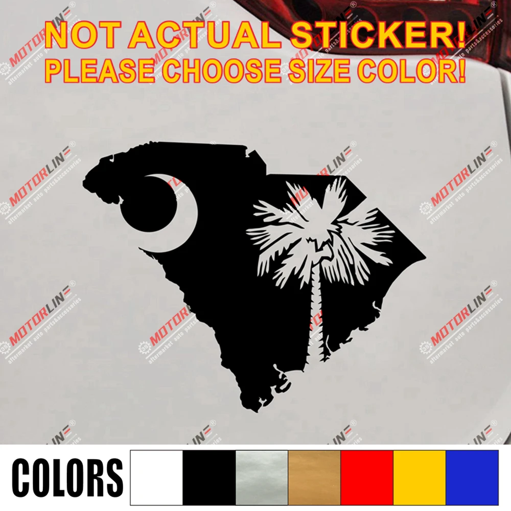 Южная карта Каролины Пальметто дерево наклейка Наклейка Флаг автомобиля винил