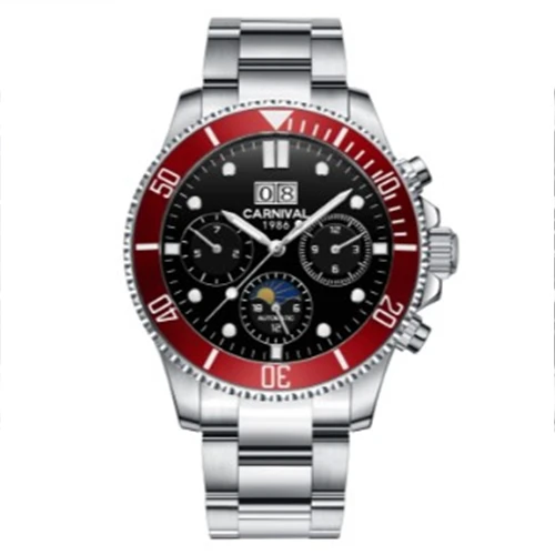 Red C8880 Карнавальные мужские часы Лидирующий бренд роскошный механический автоматический ролевые Роскошные деловые мужские часы водонепроницаемые наручные часы Moonphase reloj - Цвет: Red C8880
