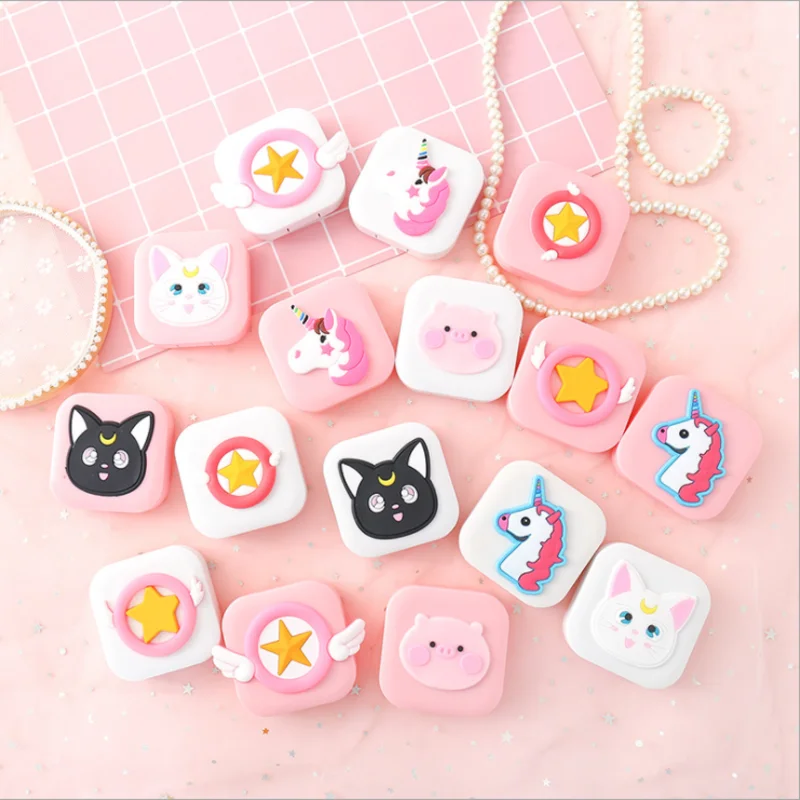 Милый чехол для контактных линз с мультяшным рисунком крыла унисекс футляр