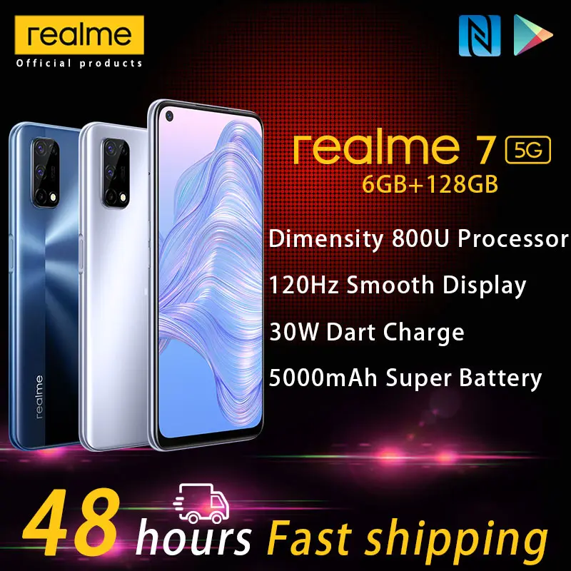 Устройство для зарядки аккумуляторов realme 7 5G Dimensity 800U 6 ГБ 128 ROM 120 Гц|Смартфоны| |