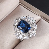 funmode hot sale blue cubic zircon ring for women bridal wedding party jewelry ring bague femme wholesale fr72