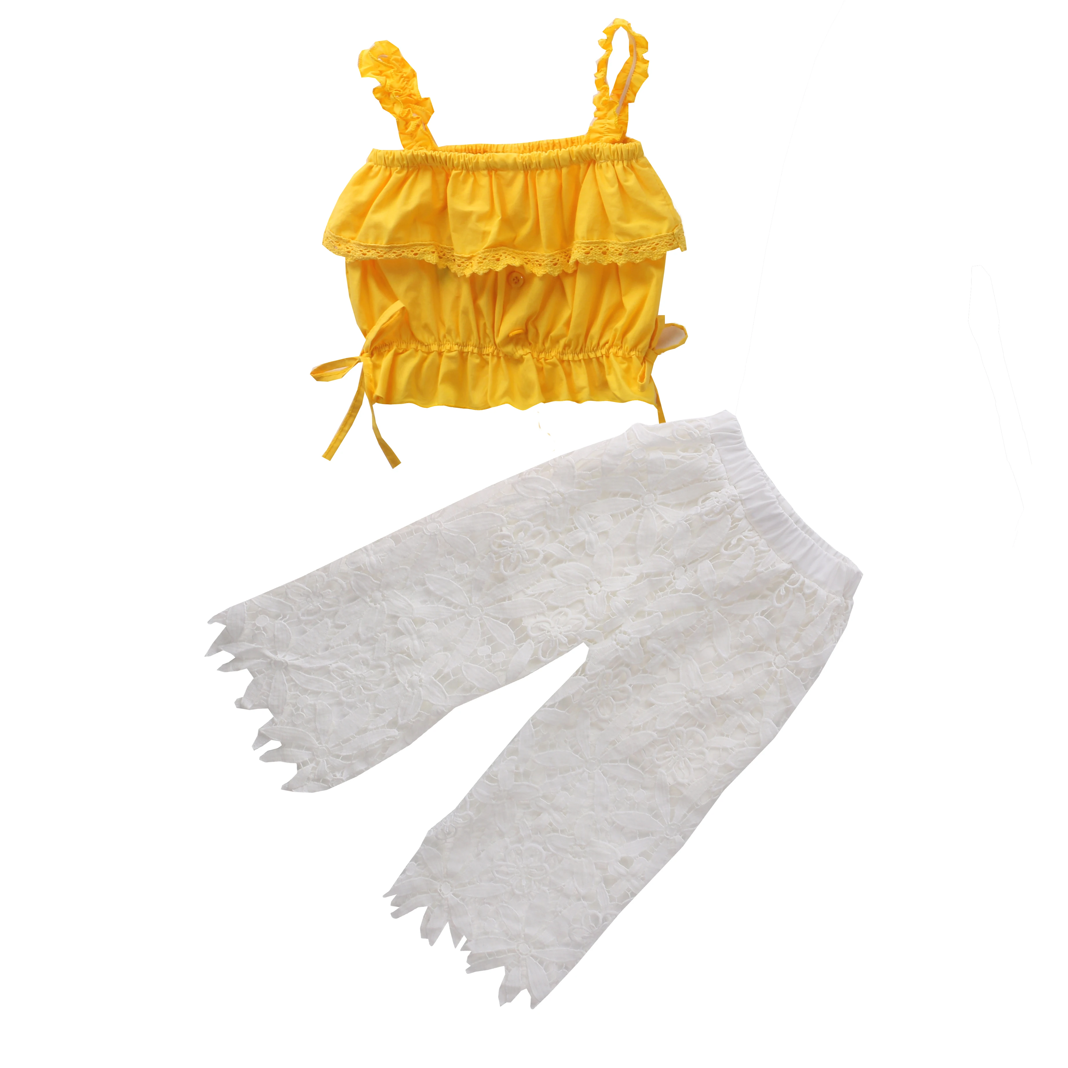 От 1 до 6 лет летние комплекты одежды для маленьких девочек кружевной жилет без