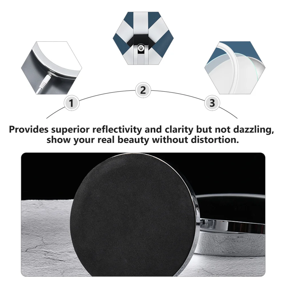 

Rechargeable 10X Magnifying Makeup Mirror LED Light Bathroom Tabletop Mirror