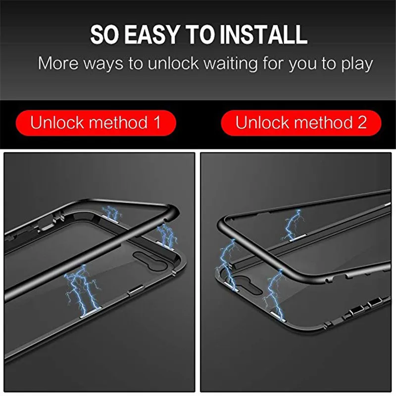 Магнитно привлекательный металлический чехол для телефона iPhone Xr Xs Max X 8 7 6S 6 Plus алюминиевая рамка с закаленным стеклом задняя крышка