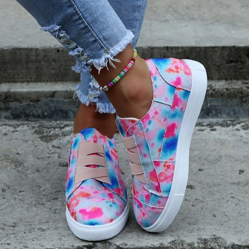 

2021 Women's Canvas Lace Up Platform Thick Bottom Ladies Vulcanized Women Autumn Casual Breathable Shoes Mixed Color Flats