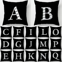 crystal diamonds letter printed 4343cm english alphabet cushion cover polyester decoration cojines decorativos para sofa 40968