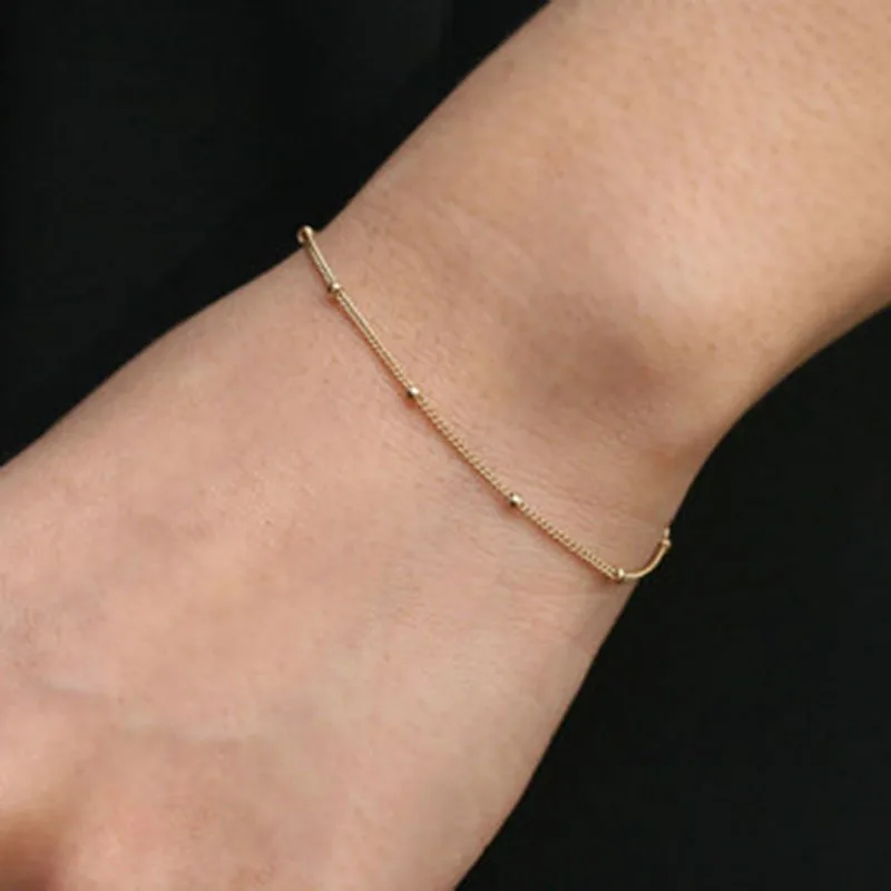 Женский браслет с бусинами простой модный мужской из цинкового сплава золотого