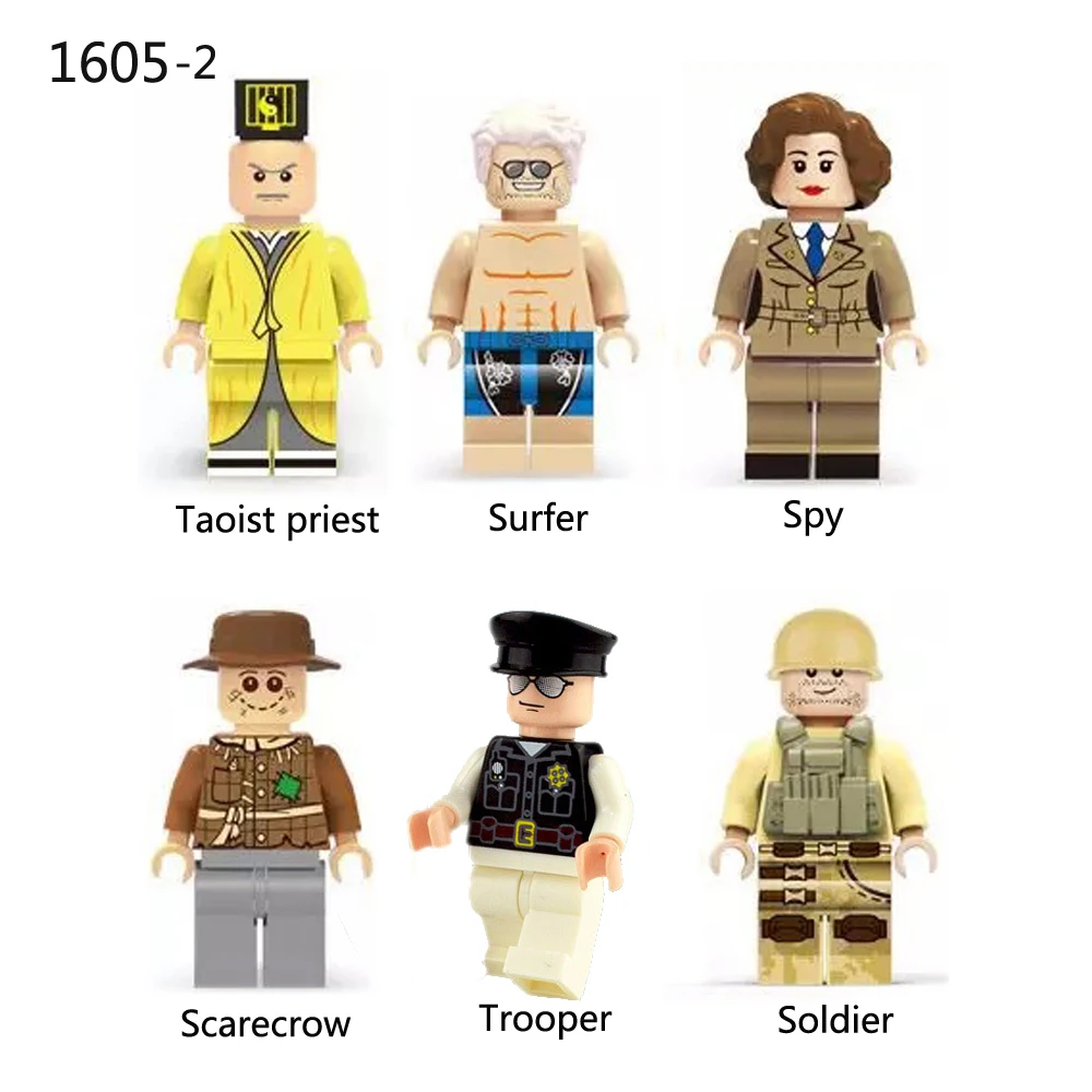 Строительные блоки фигуры кирпичные игрушки DIY Совместимые блоки фигурки мульти сцена ролевые игры игрушки подарок - Цвет: (1605-2) 6pcs
