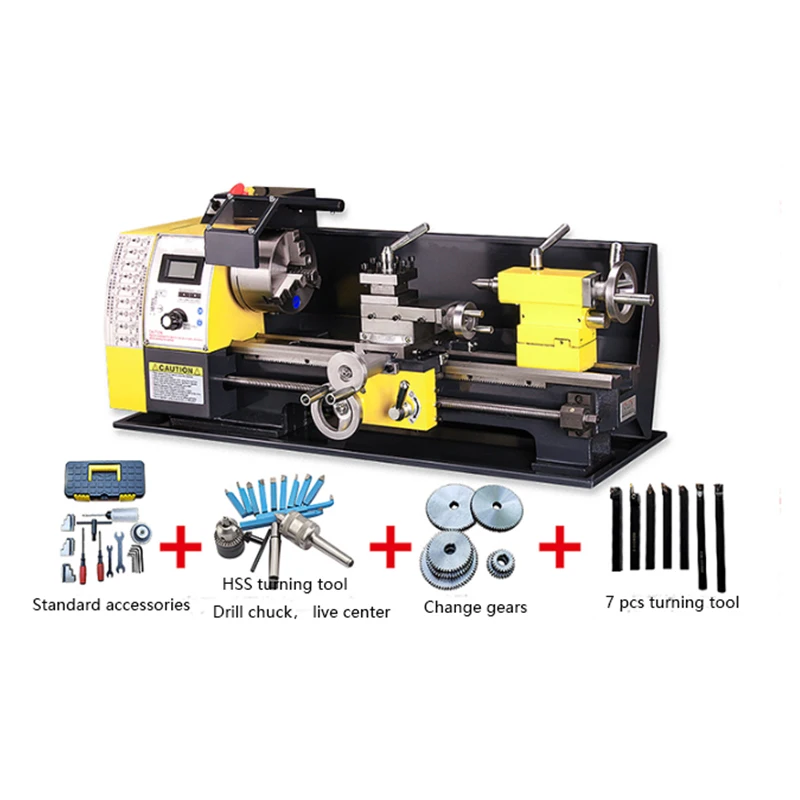 Миниатюрный токарный станок с переменной скоростью маленький металлический для