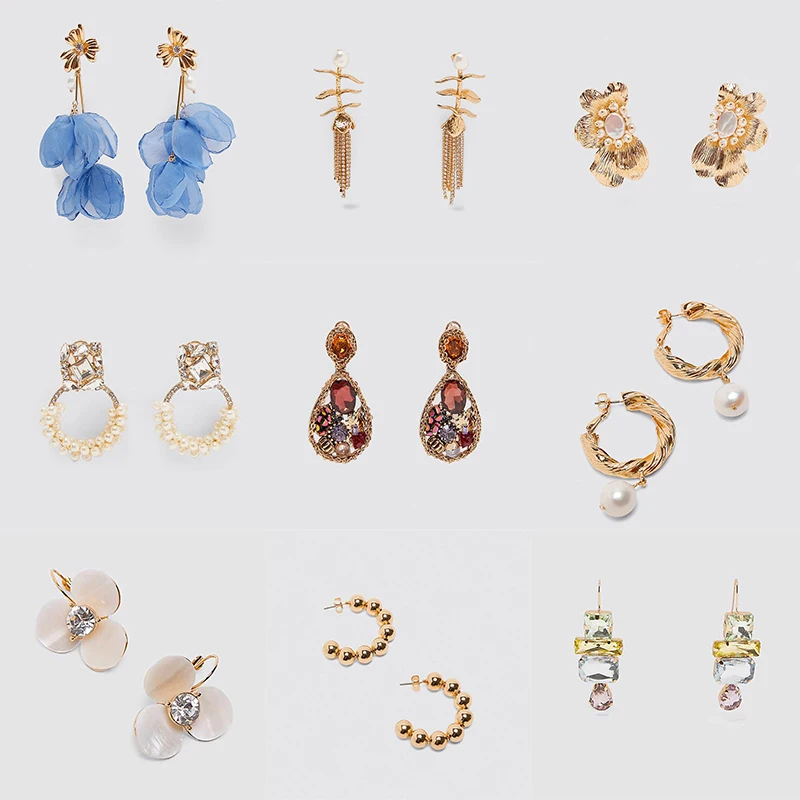 Женские серьги капли ZA в форме сердца с искусственным жемчугом и цветком стекло