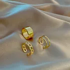 Минимализм золотой цвет круглый геометрический перстень набор для женщин 2021 классический круг Открытое кольцо женское украшение