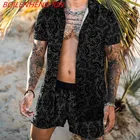 2021 летний костюм для влюбленных в Sandbeach, мужская спортивная одежда с цифровым принтом, летняя светильник рубашка + шорты, повседневный костюм
