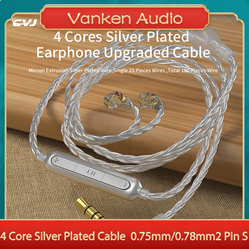 

CVJ V7 4 Core Silver Plated Upgrade Wired HiFi 0.75mm 0.78mm 2pin S In-ear Earphone Cable CSE CSN Angel Wings CSK