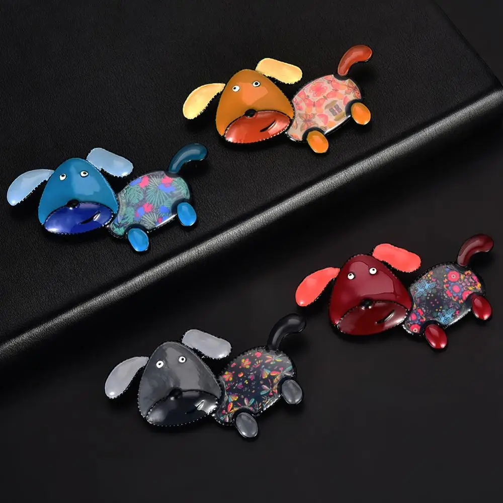 New Cute Cartoon Dog Brooches 2019 Pin Statement Jewelry for Men Women Dresses Unisex Alloy Metal Enamel Animal Pet Brooch Pins | Украшения
