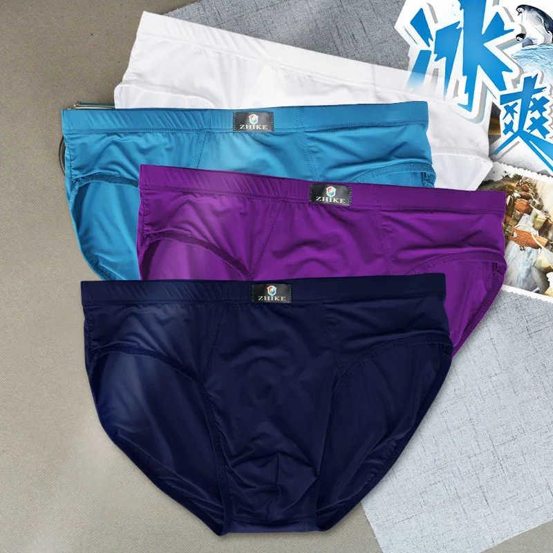 

NXY 2 PIECES Ice silk men's briefs men's thin sexy breathable pants in summer