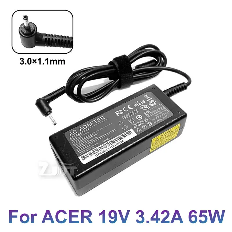 

19V 3.42A 65W 3.0*1.1mm Laptop AC Power Adapter Charger For ACER Aspire S3 S5 S7 P3 Iconia C740 C720 Tab W500 W700 C740 C910