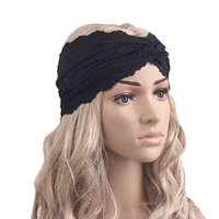 1pc muslim turban headband black lace turban cross headwrap lace hairband hair accessories