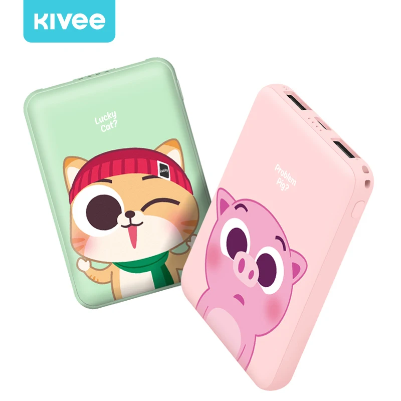 

KIVEE Power bank 5000mAh Portable Charging PowerBank Mini Cute External Battery Charger PoverBank For iPhone Xiaomi Gift for Kid