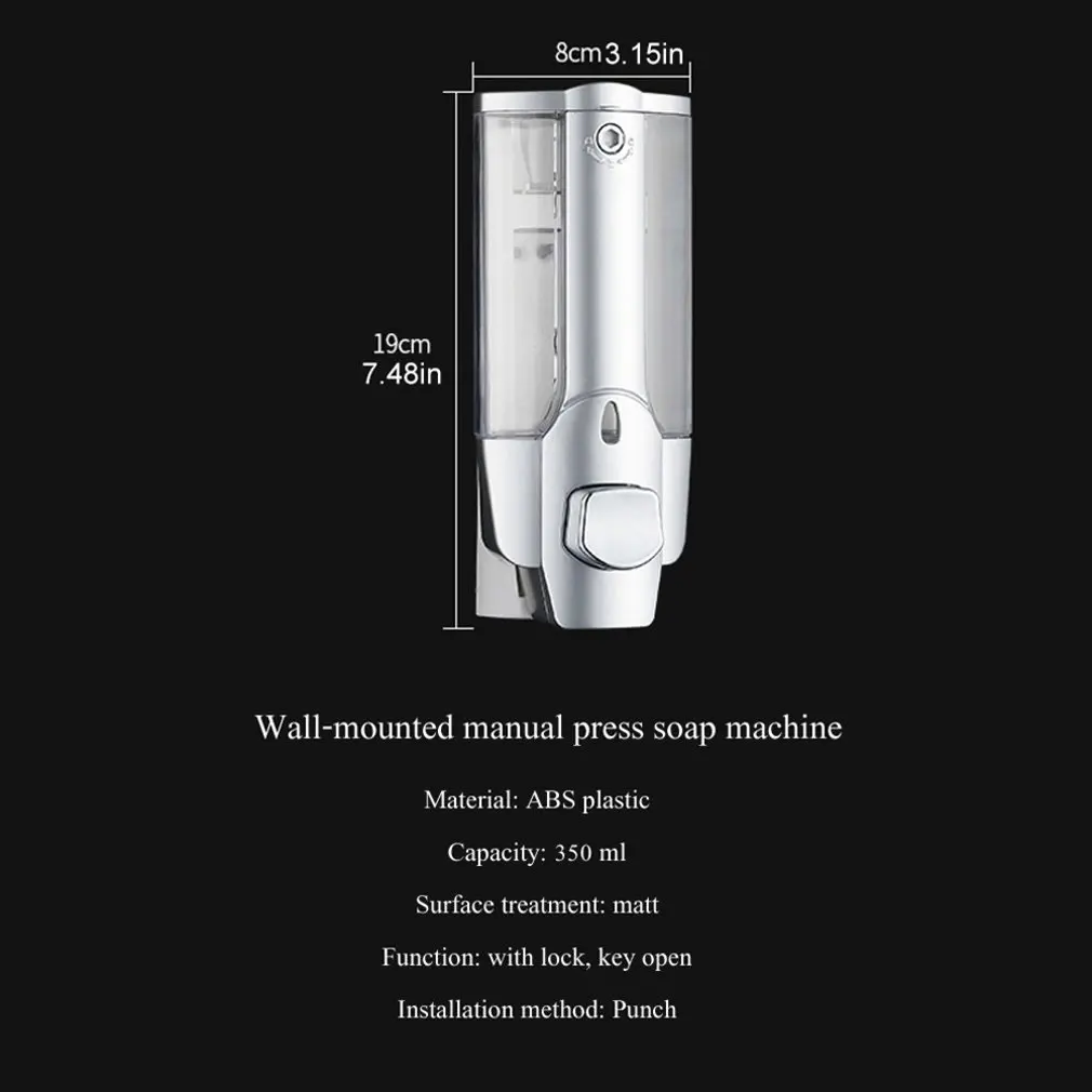 

350ml Liquid Soap Dispenser Wall Shampoo Dispensers Hand For Sink Bathroom Washroom Hotel Shower Bath with a Lock