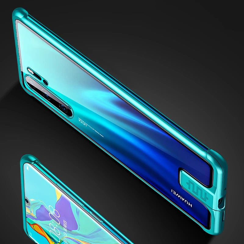 Модный чехол для Huawei P30/ Pro твердость 9h прозрачное закаленное стекло и Алюминиевый
