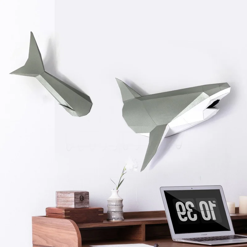 

3D Pre-cut Paper Shark Home Decor Paper Model Animal Wall Art Papercraft
