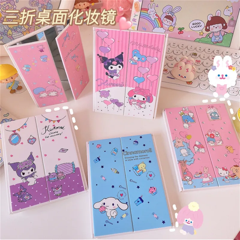 

Новинка, милое косметическое зеркало Sanrio Kuromi, декоративное зеркало для студенческого общежития, портативное домашнее зеркало для девушек, ...