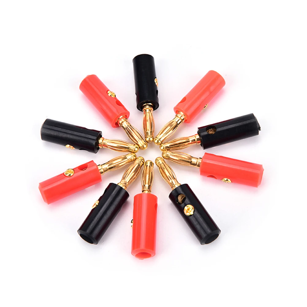 

4mm Audio Speaker Screw Banana Gold Plate Plugs Connectors Accessories 10pcs/lot